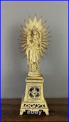 Rare Vintage Antique Gold Gilt Brass Bronze St. Anne De Beaupre Statue 8.25