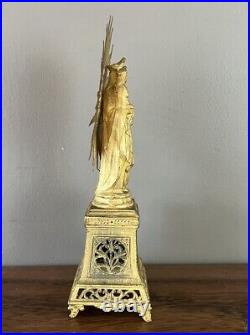 Rare Vintage Antique Gold Gilt Brass Bronze St. Anne De Beaupre Statue 8.25