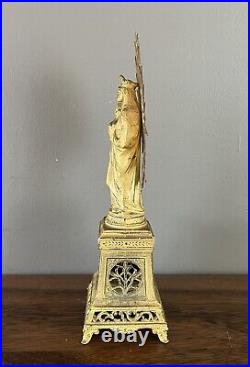 Rare Vintage Antique Gold Gilt Brass Bronze St. Anne De Beaupre Statue 8.25