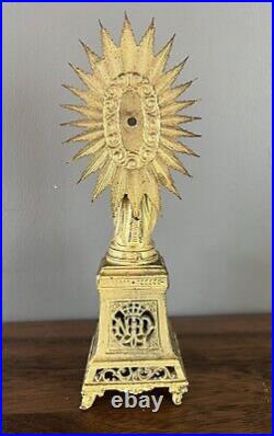 Rare Vintage Antique Gold Gilt Brass Bronze St. Anne De Beaupre Statue 8.25