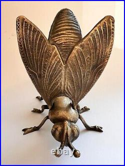 Rare Vintage USSR Collectible Bronze Brass Figure Statue Ashtray Fly Marked