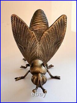 Rare Vintage USSR Collectible Bronze Brass Figure Statue Ashtray Fly Marked