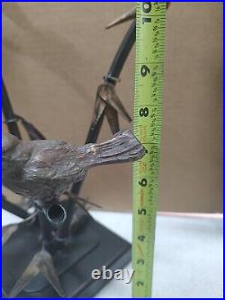 SF Bay Trading Bronze Brass Scultpure 4 Birds On Bamboo 14 Tall 18 1/2 Across