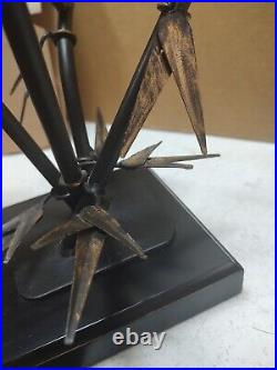 SF Bay Trading Bronze Brass Scultpure 4 Birds On Bamboo 14 Tall 18 1/2 Across