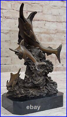 Sailfish Statue Sculpture Brass Bronze Art Marble Base Marlin Swordfish