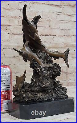 Sailfish Statue Sculpture Brass Bronze Art Marble Base Marlin Swordfish