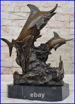 Sailfish Statue Sculpture Brass Bronze Art Marble Base Marlin Swordfish