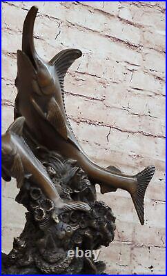 Sailfish Statue Sculpture Brass Bronze Art Marble Base Marlin Swordfish