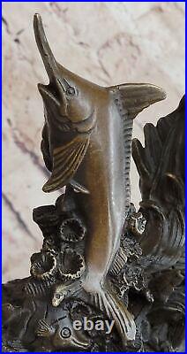 Sailfish Statue Sculpture Brass Bronze Art Marble Base Marlin Swordfish