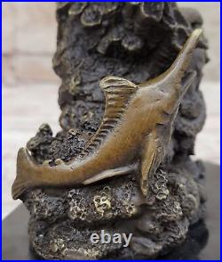 Sailfish Statue Sculpture Brass Bronze Art Marble Base Marlin Swordfish