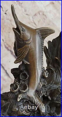 Sailfish Statue Sculpture Brass Bronze Art SPI Marble Base Marlin Swordfish NR