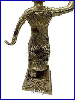 Set of 2 Vintage Brass/Bronze Thai Buddhist Temple Dancers Statue Figures 9