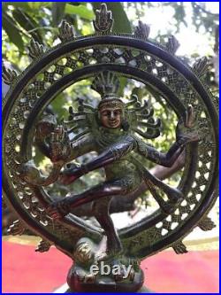 Shiva Statue Ancient Nataraja Brass Handmade India Dancing God Temple Asia H