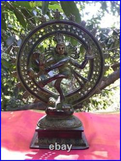 Shiva Statue Ancient Nataraja Brass Handmade India Dancing God Temple Asia H
