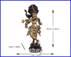 Shri Krishna Brass Statue for Puja, Temples, Aarti, Gifts, Showpiece 3X10X3 In