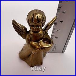 Small Vintage Bronze Brass Figure Statue Angel Candlestick Holder 2.3