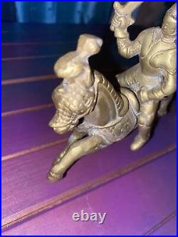 Solid Bronze Or Cast Brass Medieval Armored Knight on Horse Sculpture Statue