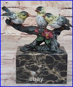 Statue Vintage Figurine Solid Brass Bronze Birds Finch On The Branch Sale Figure