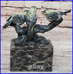 Statue Vintage Figurine Solid Brass Bronze Birds Finch On The Branch Sale Figure