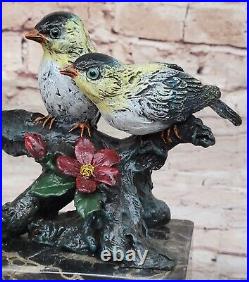Statue Vintage Figurine Solid Brass Bronze Birds Finch On The Branch Sale Statue