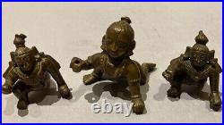 Three Charming 19thC Indian Bronze / Brass Baby Bala Krishna Hindu Figures