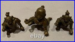 Three Charming 19thC Indian Bronze / Brass Baby Bala Krishna Hindu Figures