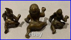 Three Charming 19thC Indian Bronze / Brass Baby Bala Krishna Hindu Figures