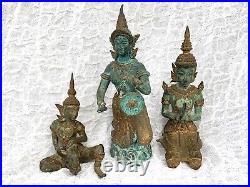 Three Vintage Hindu Bronze Brass Statues