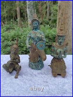 Three Vintage Hindu Bronze Brass Statues