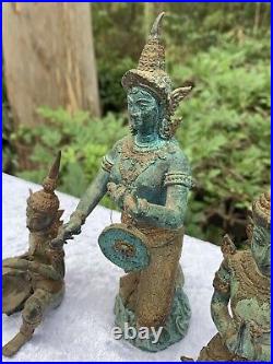 Three Vintage Hindu Bronze Brass Statues