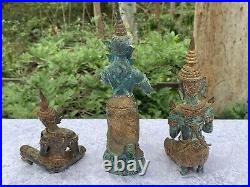 Three Vintage Hindu Bronze Brass Statues