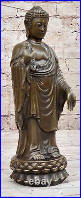 Tibet Buddhism Bronze Brass Stand Louts Bowl Shakyamuni Amitabha Buddha Statue R