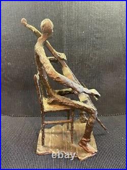Unique Heavy Brass/bronze Cello Player Figure Sculpture 10.25 Tall