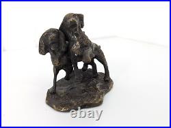 VTG German Shorthaired Pointers Hunting Bird Water Dogs Bronze Brass Art Statue