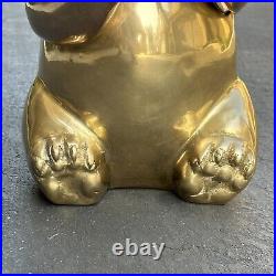 Vintage 16 Brass Cute Panda Bear Figurine Statue Eating Bamboo Gold