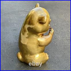 Vintage 16 Brass Cute Panda Bear Figurine Statue Eating Bamboo Gold