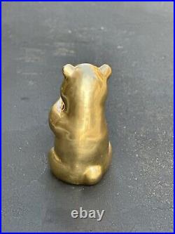 Vintage 16 Brass Cute Panda Bear Figurine Statue Eating Bamboo Gold