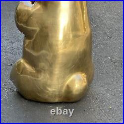 Vintage 16 Brass Cute Panda Bear Figurine Statue Eating Bamboo Gold