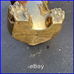 Vintage 16 Brass Cute Panda Bear Figurine Statue Eating Bamboo Gold