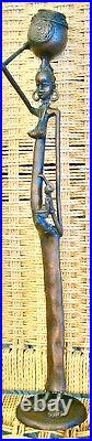 Vintage 20 African Woman Brass Bronze Statue Figurine With Baby & Basket
