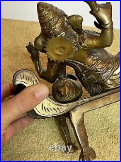 Vintage 60s Bronze Brass Ganesha Statue Hindu Elephant God Deity Prayer Figurine