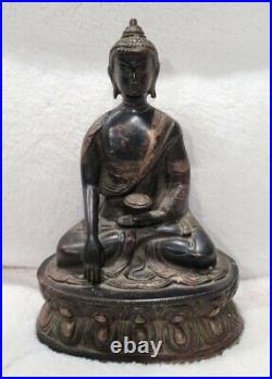 Vintage 8 Tibet Buddhist Bronze Brass Copper Sit Lotus Shakyamuni Buddha Statue