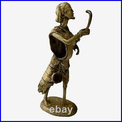 Vintage African Man Brass Bronze Statue Figurine Sculpture 11.5 Tall