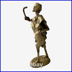 Vintage African Man Brass Bronze Statue Figurine Sculpture 11.5 Tall