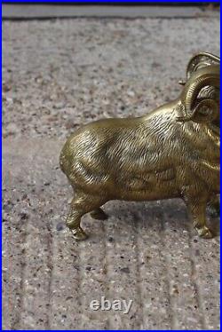 Vintage Antique Bronze Brass Ram Mountain Goat Sheep Ornament Statue Sculpture