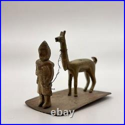Vintage Antique Cast Bronze Brass Decorative Mongol Lama Figure Statue Handmade