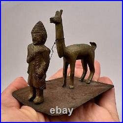 Vintage Antique Cast Bronze Brass Decorative Mongol Lama Figure Statue Handmade