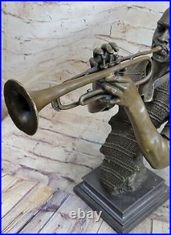 Vintage Brass Bronze Metal Band Figurine Trumpet Player Music Musician Artwork