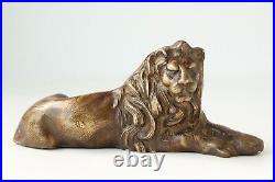 Vintage Bronze / Brass 8.5 Long Lion Sculpture Statue Figurine