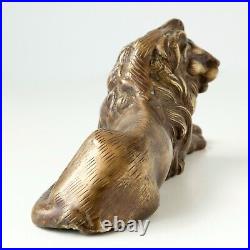 Vintage Bronze / Brass 8.5 Long Lion Sculpture Statue Figurine